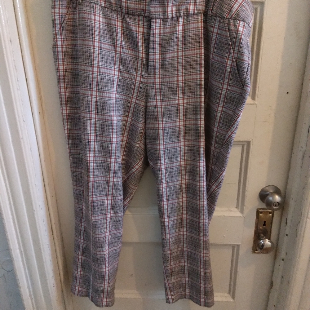Ava Viv Plus Size Brown Plaid Ankle Pants Size 20